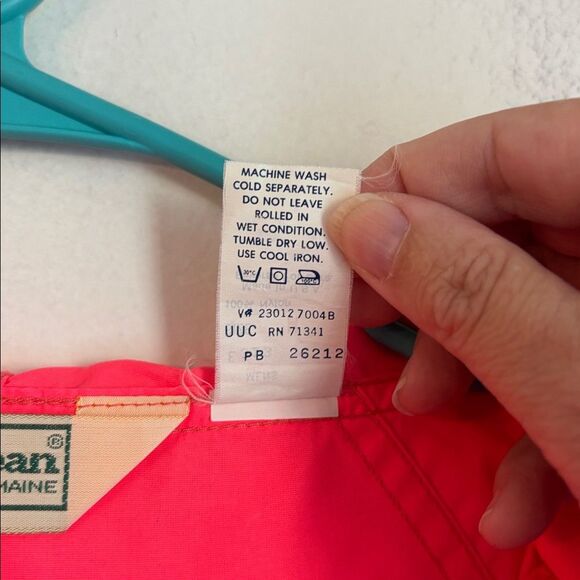 Vintage L.L. Bean Men’s Unisex Neon orange pullover windbreaker light jacket MED - Picture 8 of 11